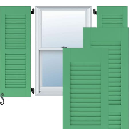 18W X 70H Americraft Two Equal Louver Exterior Real Wood Shutters, Lilly Pads